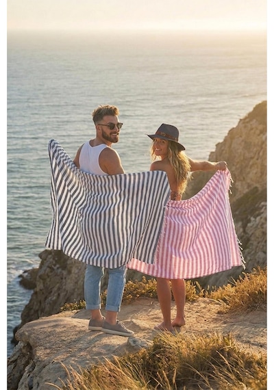 Zeynep Tekstil Stripe 2 Adet 75x150 Cm Plaj Havlusu Peştemal Havlu Renkli