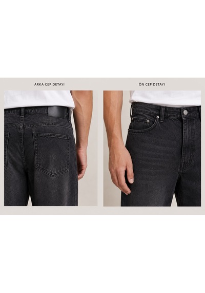 Denys Dennys Baggy Straıght Kot Pantolon Füme