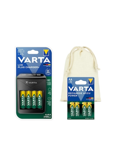 Varta Lcd Plug+ Şarj Cihazı+8x2100mah Aa Şarjlı Kalem Pil+çanta