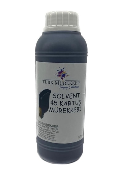 Turk Mürekkep Solvent 45 Kartuş Mürekkebi Siyah 500 ML