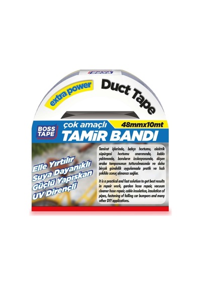 Boss Tape Kanal Tamir Bandi, 10 Metre Uzunluk X 48 Mm Kalinlik, Gri