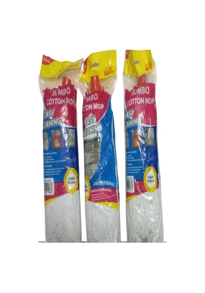 Easy Cleanıng Jumbo 3 Adet Pamuklu Islak Ipli Uzun Mop Paspas Başlığı Püskül