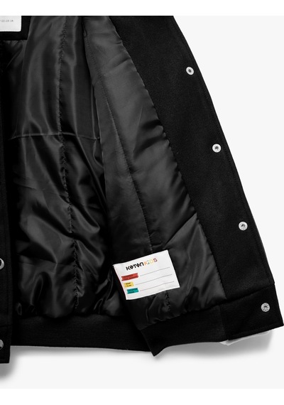 Koton Uzun Kollu Aplike Detaylı Oversize Bomber Okul Ceketi Siyah 6wkg20002ak