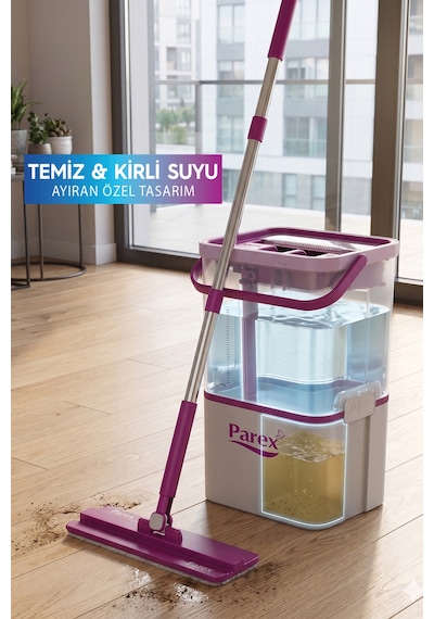 Wondero Flat Şeffaf Temizlik Seti + 3 Adet Yedek Mop Avantaj Paketi