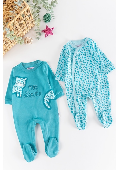 Babymod Kedi Desenli Uzun Kollu 2'li Kız Bebek Tulum Takım 001