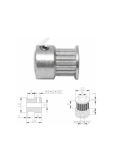 GT2 16 Diş Alüminyum Kasnak 5mm Delik Çapı 6mm Kayış Zamanlayıcı Doğrusal Hareket