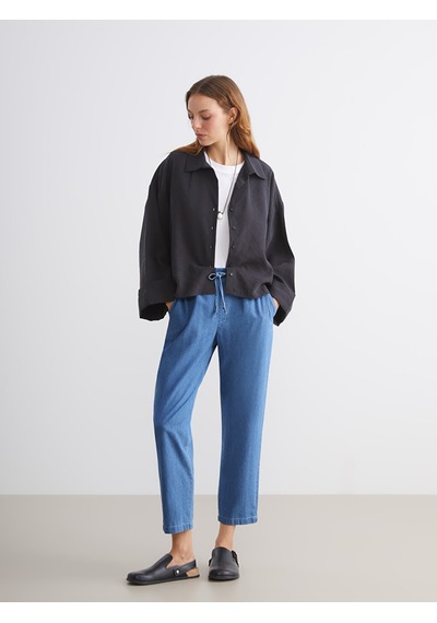 Lcwaıkıkı Classic Mavi Beli Lastikli Carrot Fit Kadın Jean Pantolon
