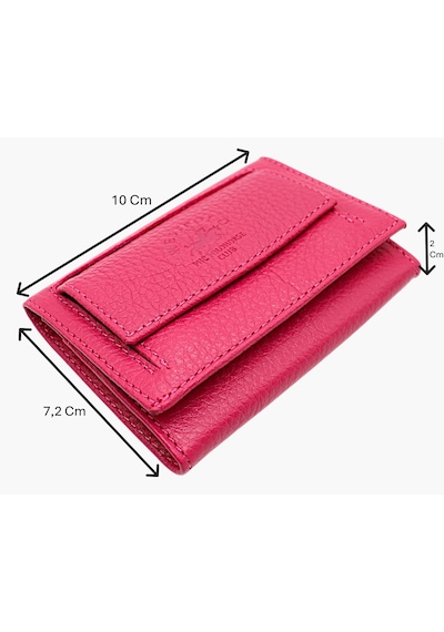 Westpolo Unisex Hakiki Deri Bozuk Para Ve Kağıt Para Bölmeli Cüzdan Kartlık - Fuşya Fuşya