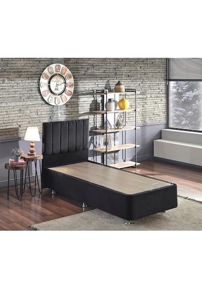Nironyatak Niron Juliette 100 x 200 CM Cm Tek Kişilik Lüks Yatak Seti - Siyah Kum