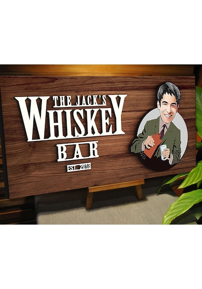 Bk Gift Kişiye Özel Karikatürlü Kabartma Tasarım Ceviz Ahşap Bar Tabelası, Home Bar Tabela, Rustik Ev Dekorasyonu, Duvar Dekoru-6
