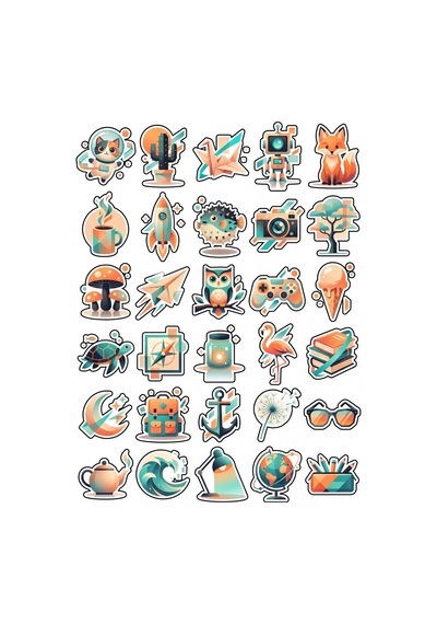 Sanat Tasarım Geometrik Sticker Seti 150 Adet - 5'li Mega Paket - Laptop Defter Ajanda Etiketi Çok Renkli