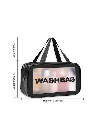 Caş Dekorasyon Siyah Renk Washbag Su Geçirmez Büyük Boy Makyaj Çantası