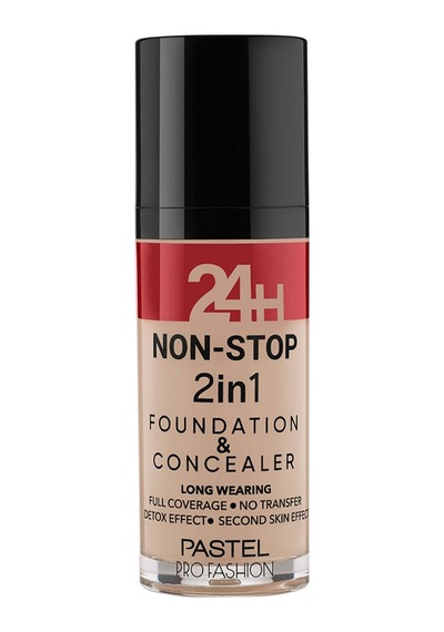 Pastel 24h Non-stop 2in1 Foundation & Concealer - Fondöten & Kapatıcı 606 Warm - 5 Adet Tarı
