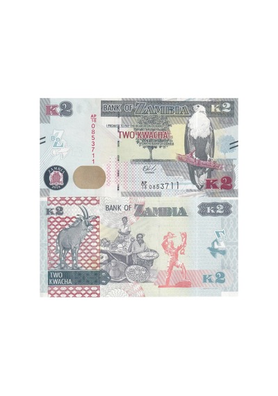 Zambiya 2018 Yılı 2 Kwacha Kağıt Para Çil Unc Koleksiyon Para
