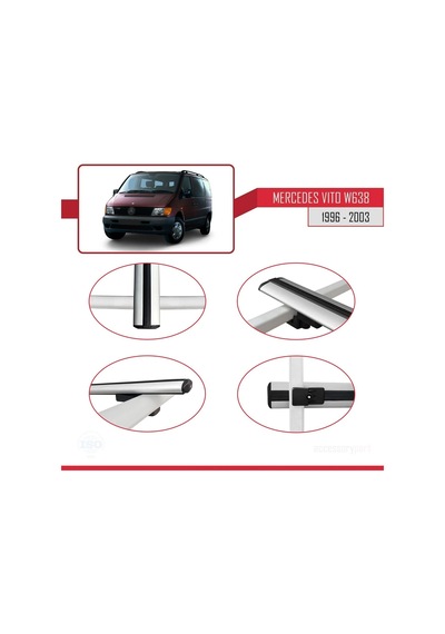 Mercedes Vito W638 1996-2003 Arası İle Uyumlu Basic Model Ara Atkı Tavan Barı Gri 3 Adet
