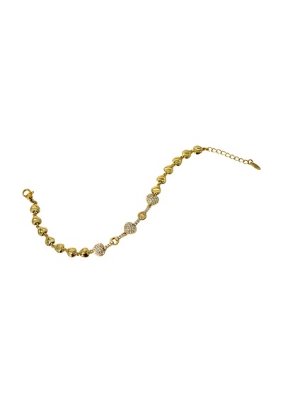 Biem Taşlı Büyük Kalpli Xuping Bileklik Gold/gümüş