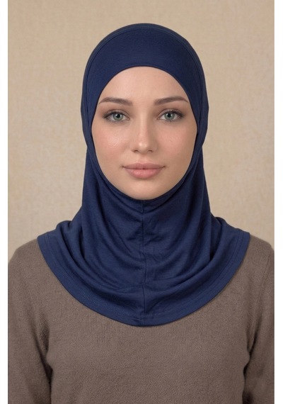 Sonbaharmoda Hazır Türban Pratik Kaymaz Tesettür Eşarp Viskon Likralı Rahat Günlük Ve Namaz İçin Hijab Lacivert