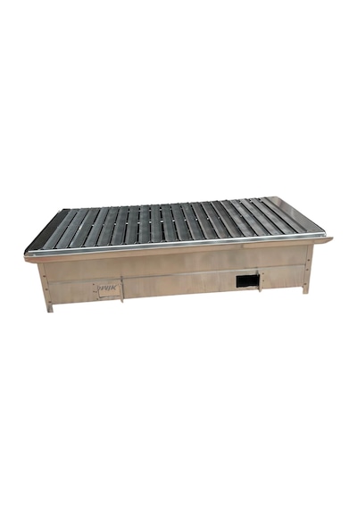 Paslanmaz Kömürlü Mangal 35 X 70 Cm Masaüstü Paslanmaz Izgaralı Gri
