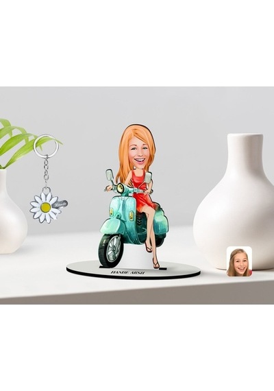 Kişiye Özel Kadın Karikatürlü 3D Ahşap Biblo Ve Isimli Silver Pap (473567180)