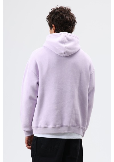 Vamos Oversize Baskılı Kapüşonlu Hoodie Lila
