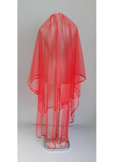 Suzanna Moda Kırmızı Uzun Hayal Tül 1.50cm Boy Saten Biyeli 2 Kat Kına Duvağı