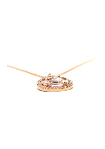 Kadın Damla Baget Tasarım 925 Ayar Gümüş Kolye Rose Gold