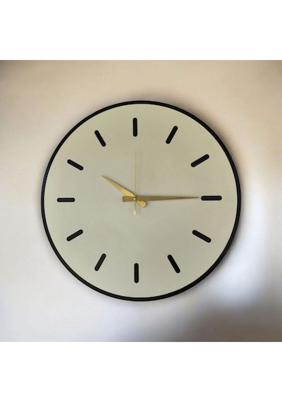 Ahşap Beyaz Renk Sade Sayılı Hediyelik Sessiz Duvar Saati 50cm Beyaz