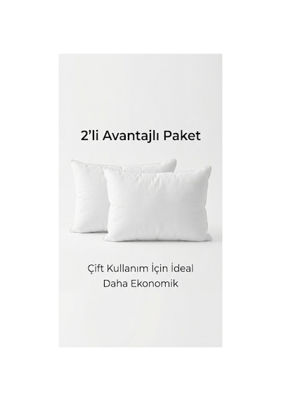 Puffyform Premium 2 Li Kırlent İç Yastığı 40x60 Cm 400 Gr Boncuk Silikon Dolgulu Çökme Yapmaz Yıkanabilir Beyaz