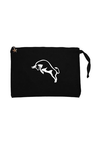Boğa Siluet Siyah Clutch Astarlı Cüzdan / El Çantası Siyah