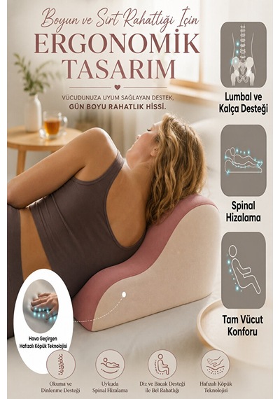 Premium Relax Ortopedik Destek Ve Pozisyon Yastığı Pembe