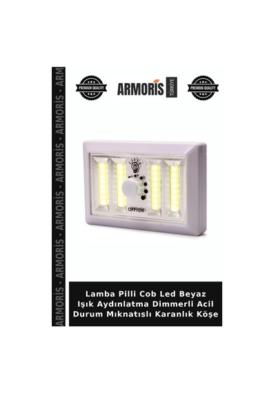 Lamba Pilli Cob Led Beyaz Işık Aydınlatma Dimmerli Acil Durum Mıknatıslı Karanlık Köşe