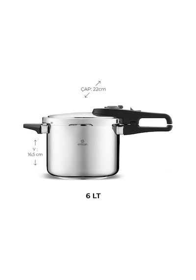 Emsan Fast Cooker Çift Emniyetli Düdüklü Tencere 4 +6 Lt Siyah