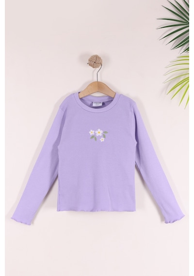 Monox 5-12 Yaş Kız Çocuk Fitilli Nakışlı 3 Lü Sweatshirt Takım Lila Mint Nar