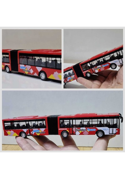Oyuncak Otobüs Körüklü 22cm Şehir Yolcu Otobüsü Kırılmaz Metrobüs Kırmızı Kırmızı