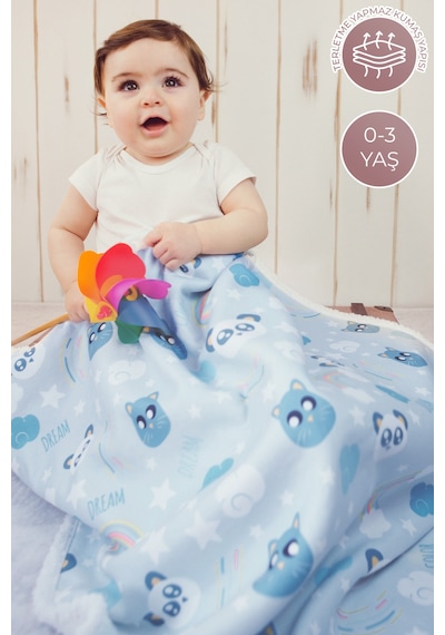 Fluffy Bebek Battaniyesi 80x100 CmDream Kundak Puset Çift Taraflı Koyun Tüyü Battaniye