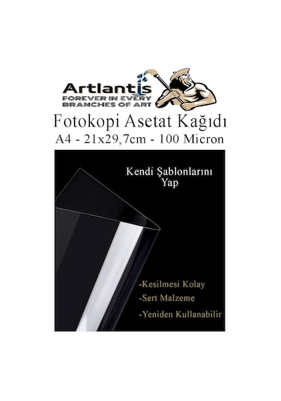 Asetat Kağıdı Pvc A4 50 Adet 100 Micron Fotokopi Asetatı Şeffaf A4 Kağıdı 21x29,7 Projektör Tepegöz Çok Renkli