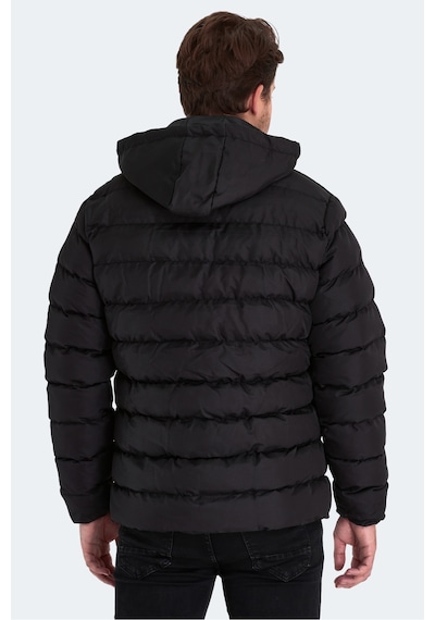 Slazenger Salıne Erkek Kapüşonlu Şişme Siyah Mont & Kaban Siyah