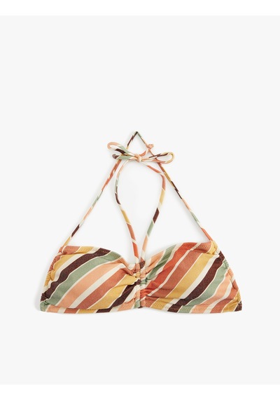 Koton Boyundan Bağlama Detaylı Desenli Straplez Bikini Üstü Pınk Strıpe 5sak10221mm Pembe Çizgili Koton Boyundan Bağlama Detaylı Desenli Straplez Bikini Üstü Pınk Strıpe 5sak10221mm Pembe Çizgili