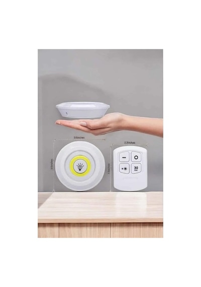 Led Lamba 3'lü Uzaktan Kumandalı Yapışkanlı Beyaz Işık Sarı 89815983