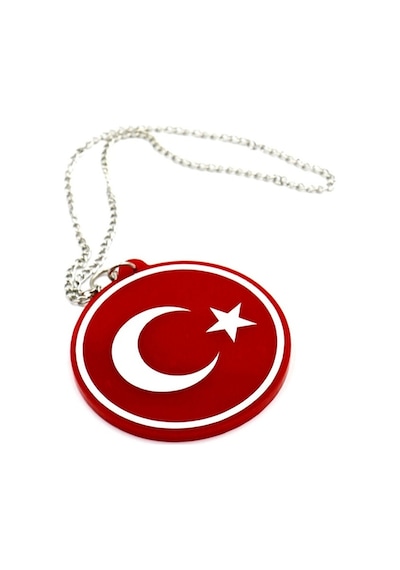 Araba Ayna Süsü Pleksi Çift Taraflı Türk Bayrağı Tasarım - Pleksi Çift Taraflı Türk Bayrağı Zincirli