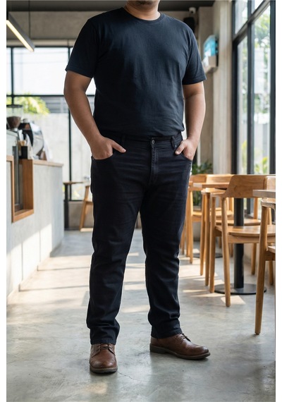 Little Cup Jeans Co Erkek Likralı Esnek Siyah Battal Beden Kot Pantolon