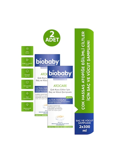 Biobaby Atocare Kuru ve Atopik Ciltler İçin Şampuan 300 Ml 2 Adet