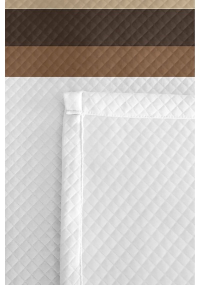 Modern Çizgili Krem Tek Kişilik Pike Takımı - Vizon Kahve Kapitone 160x220 Cm Mevsimlik Yatak Örtüsü Ahenkli Doku Kıyımı