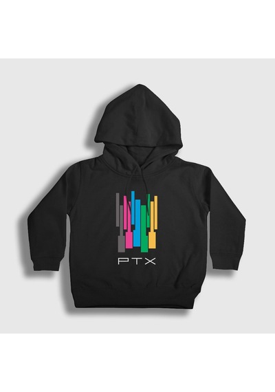 Presmono Unisex Çocuk Colors Pentatonix Kapüşonlu Sweatshirt Siyah