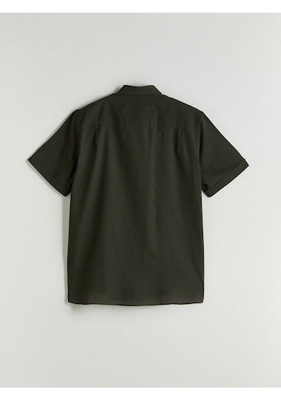 Lcwaıkıkı Classic Haki Regular Fit Kısa Kollu Armürlü Erkek Gömlek