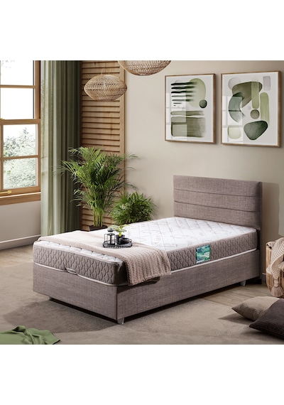 Sofia Tek Kişilik Baza Başlık Comfort Yatak Seti Açık Kahve 100 x 200