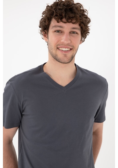 U.S. Polo Assn. Erkek Regular Fit V Yaka Antrasit Basic Tişört 50305858-VR006 U.S. Polo Assn. Erkek Regular Fit V Yaka Antrasit Basic Tişört 50305858-VR006