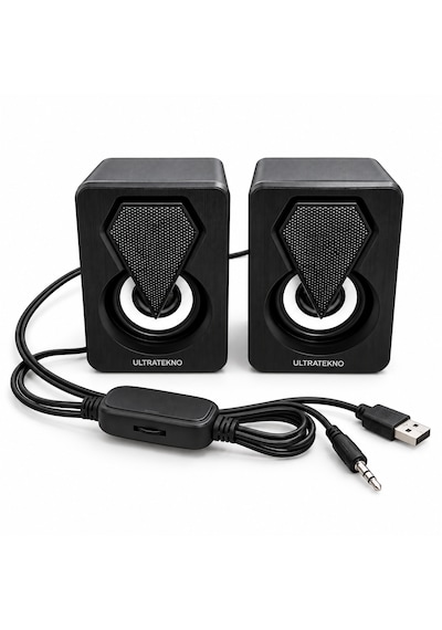 Ultratekno E-1046 Rgb 1+1 Kablolu Bilgisayar Hoparlörü 6w Usb 3.5mm Aux Pc Laptop Speaker