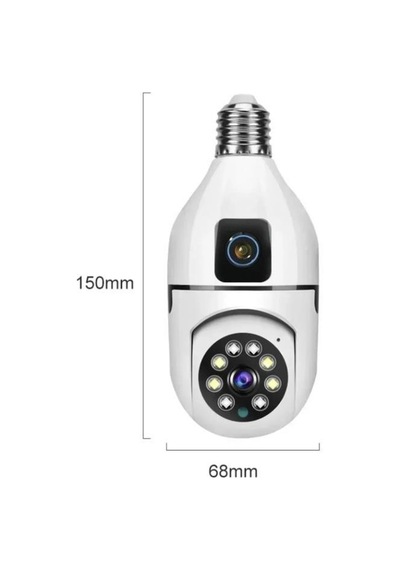 Ampul Kamera Wifi 360 Panoramik Gece Görüş Hareket Algılayıcı Güvenlik Kamerası Cmr13 Beyaz