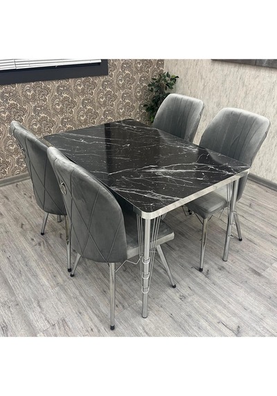 Mutfak Masa Sandalye Takımı Rodonit 80-120 Ck Gümüş 4 Kişilik Mutfak Masası Takımı Gümüş Mutfak Masa Sandalye Takımı Rodonit 80-120 Ck Gümüş 4 Kişilik Mutfak Masası Takımı Gümüş